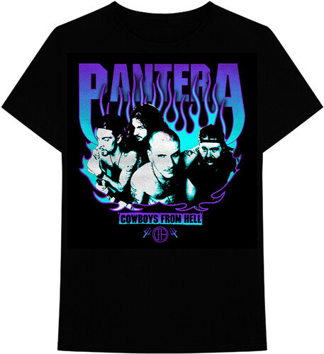 Pantera Purple Flames Cowboys From Hell Black Unisex Short Sleeve T-Shirt Large