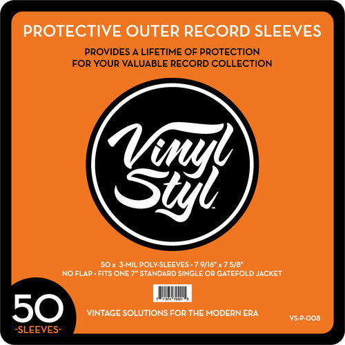50 qty 7 LP Vinyl Styl Protective Outer Record Sleeves - 7 9/16 x 7 5/8,  3 mil, 50 Count