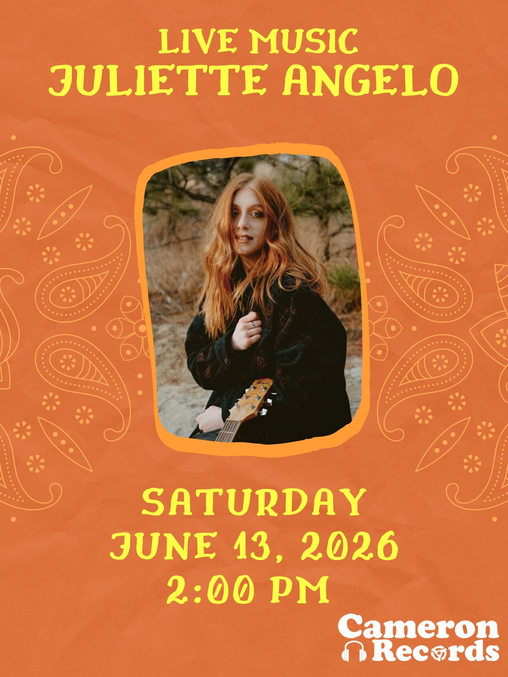Live Muisc: Juliette Angelo- Sat June 13 at 2pm
