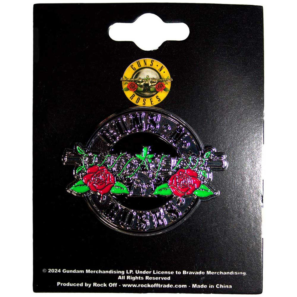 Pin Badge: Guns N Roses: Silver Circle Logo (officially licensed)