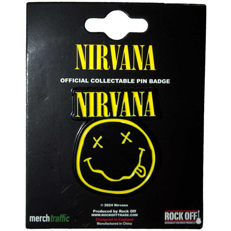 Pin Badge: Nirvana: Logo & Happy Face Cut-Out (officially licensed)