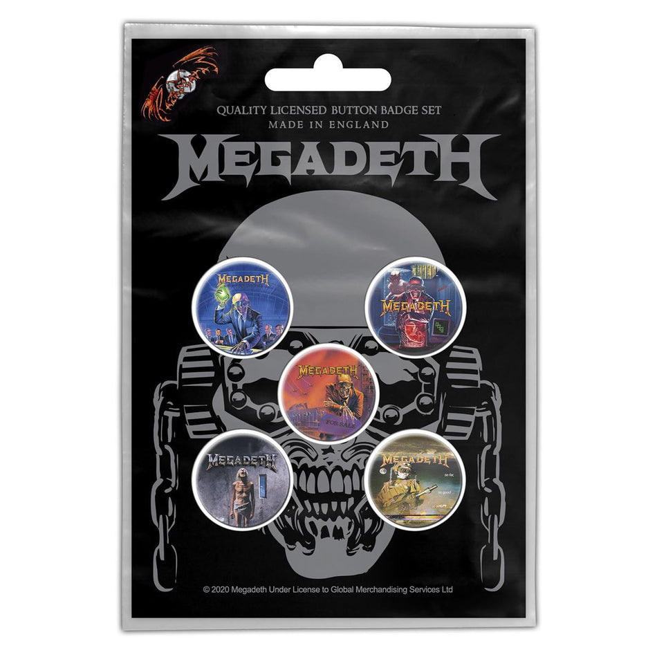 Button Badge Set: Megadeth-Album Covers (officially licensed)