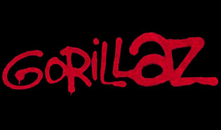 T-Shirt: Gorillaz Logo (black shirt red text)