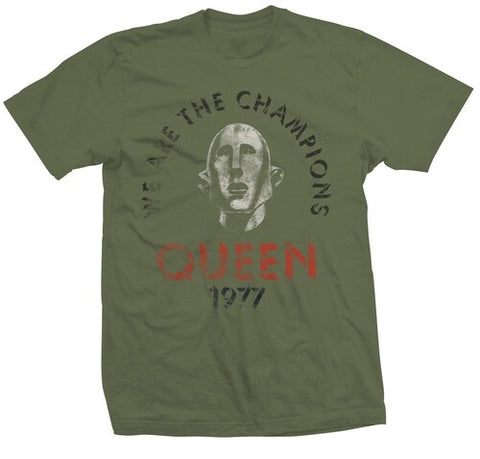 Queen-We Are The Champions 1977 Distressed Green Unisex Shirt
